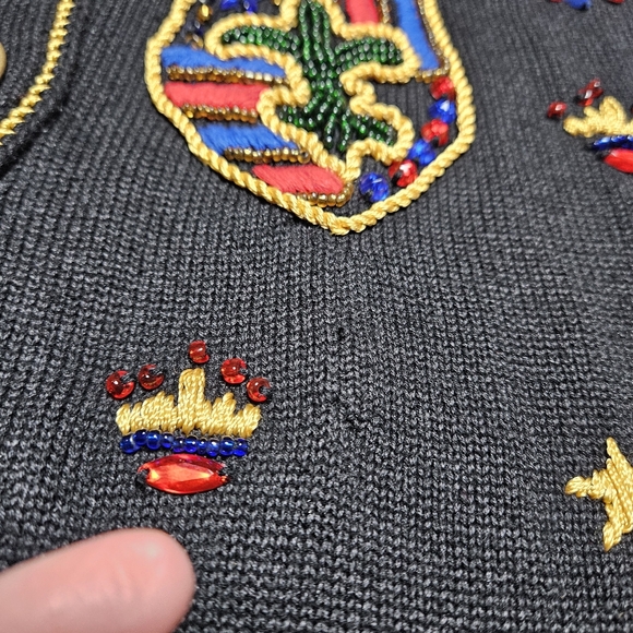 Michael Simon Beaded Black Cardigan Sweater Medium - Picture 8 of 9